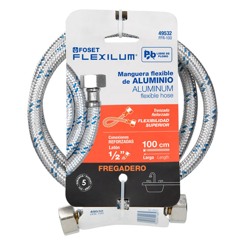 Manguera lavabo/fregadero, aluminio, 1/2' x 1/2', 100cm | FFR-100 | 49532
