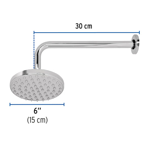 Regadera cromo 6' plato redondo, con brazo, FOSET ELEMENT | R-206 | 49576