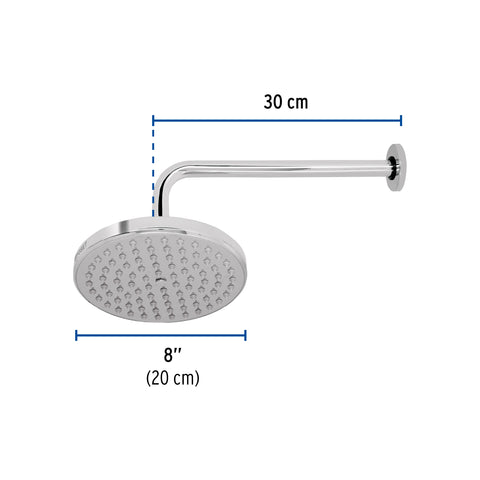 Regadera cromo 8' plato redondo, con brazo, FOSET ELEMENT | R-208 | 49577