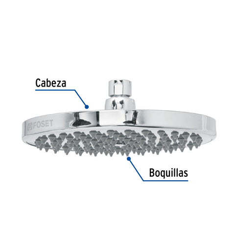 Regadera cromo 8' plato redondo, sin brazo, FOSET ELEMENT | R-208S | 49583