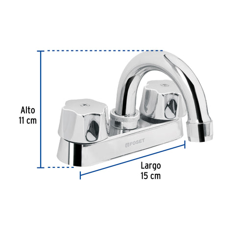 Mezcladora 4' para lavabo, cuello curvo, cartucho compresión | M-050-C | 49589