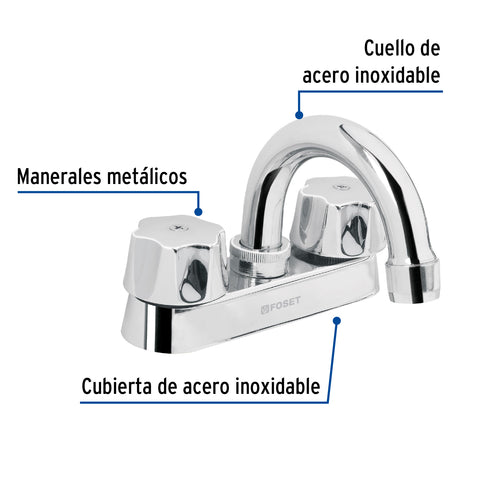 Mezcladora 4' para lavabo, cuello curvo, cartucho compresión | M-050-C | 49589