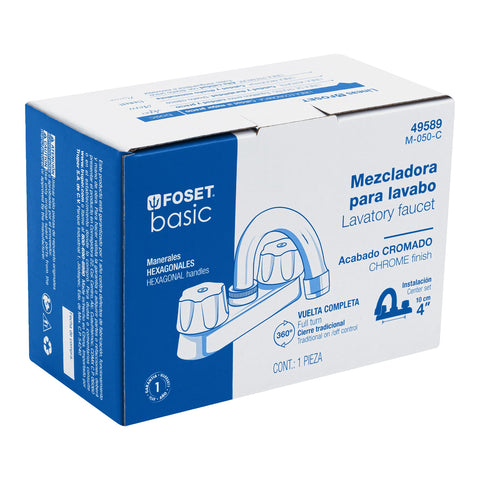 Mezcladora 4' para lavabo, cuello curvo, cartucho compresión | M-050-C | 49589