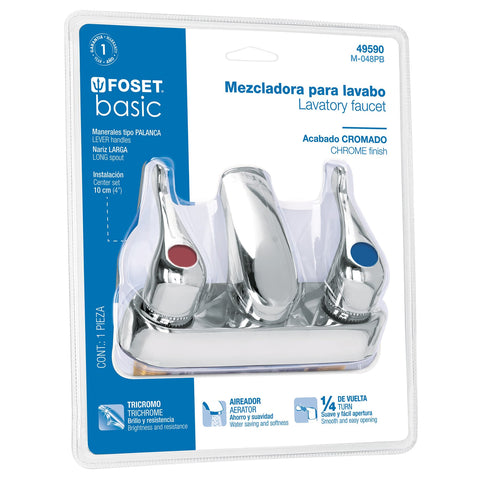 Mezcladora 4' lavabo, ABS, palanca, blister, BASIC | M-048PB | 49590