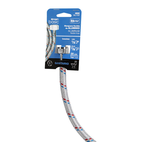 Manguera p/WC, aluminio, 1/2'x7/8', 35cm, plást/metal, BASIC | FWC-P35P | 49592