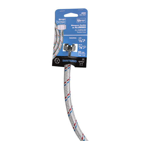 Manguera p/WC, aluminio, 1/2'x7/8', 60cm, plást/metal, BASIC | FWC-P60P | 49594
