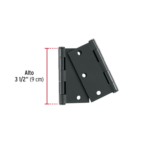 Bolsa c/2 bisagras cuadradas 3-1/2', plana, negro, HERMEX | BC-356PB | 49604