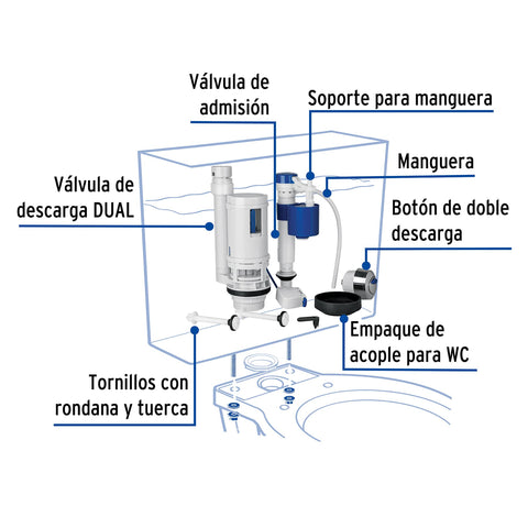 Juego de accesorios para WC, con sistema dual, FOSET | VW-256 | 49605