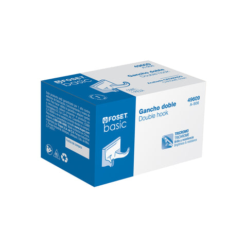 Gancho doble para toallas, metálico, cromo, BASIC | A-906 | 49609