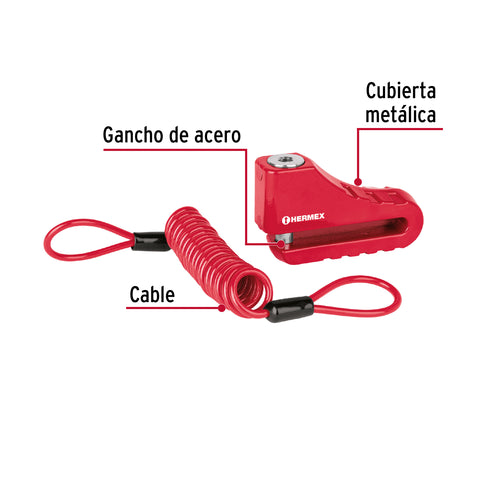 Candado para freno de disco motocicleta, 10mm, HERMEX | CB-100 | 49623
