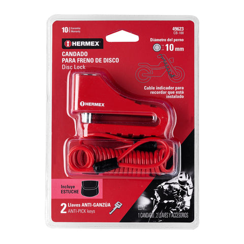 Candado para freno de disco motocicleta, 10mm, HERMEX | CB-100 | 49623