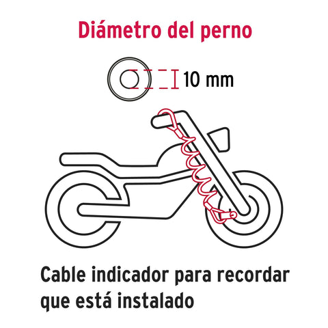 Candado para freno de disco motocicleta, 10mm, HERMEX | CB-100 | 49623