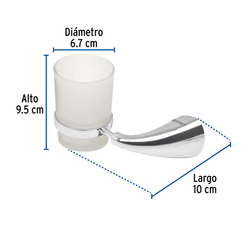 Portavaso cepillero metálico con vaso de vidrio, FOSET AERO | AEA-71 | 49632