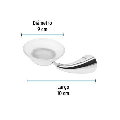 Jabonera metálica con plato de vidrio, FOSET AERO | AEA-74 | 49636