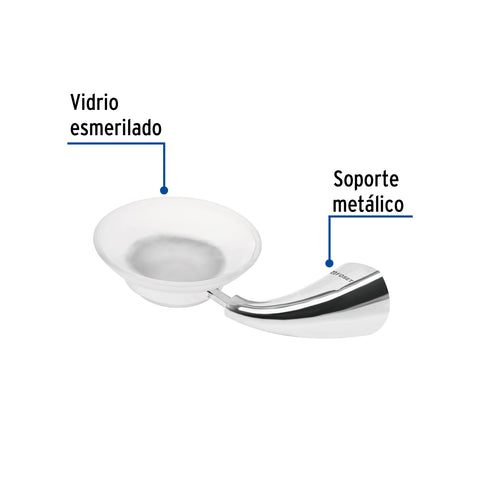 Jabonera metálica con plato de vidrio, FOSET AERO | AEA-74 | 49636