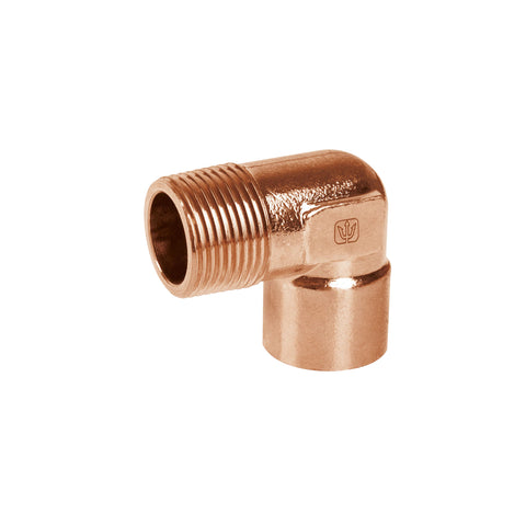 Codo 90° de cobre, rosca exterior 1/2', FOSET | CC-511 | 49647