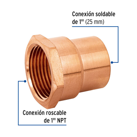 Conector de cobre, rosca interior 1', FOSET | CC-603 | 49658