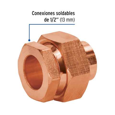 Tuerca unión de latón cobrizado 1/2', FOSET | CC-971 | 49659