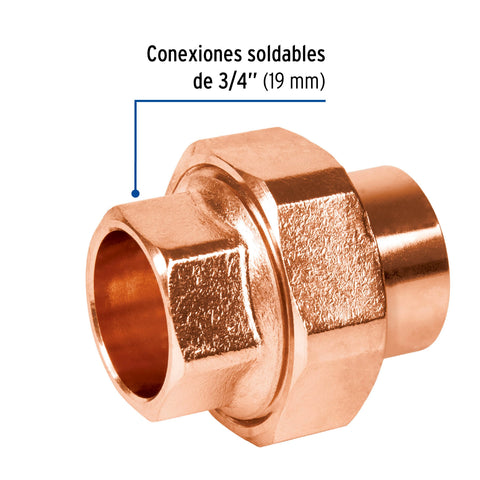 Tuerca unión de latón cobrizado 3/4', FOSET | CC-972 | 49660