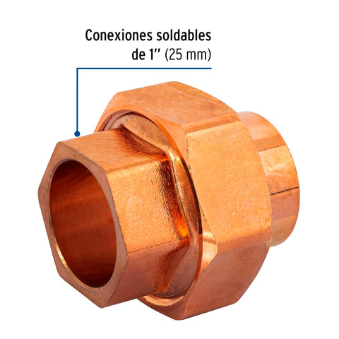 Tuerca unión de latón cobrizado 1', FOSET | CC-973 | 49661