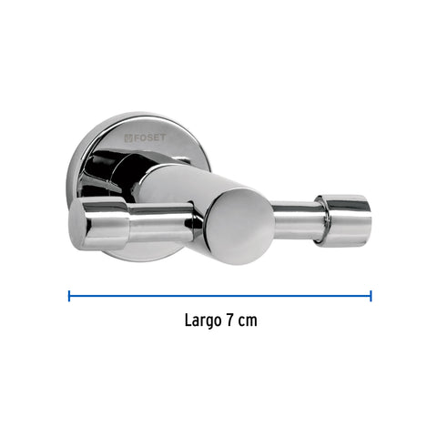 Gancho doble metálico cromo para toallas, FOSET ELEMENT | ELA-73 | 49667
