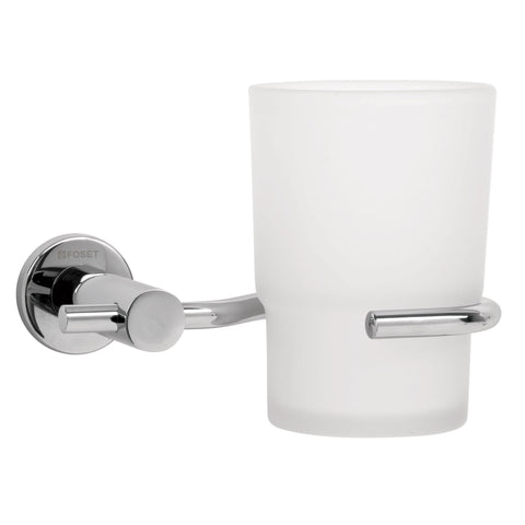Portavaso cepillero cromo con vaso de vidrio, FOSET ELEMENT | ELA-71 | 49668