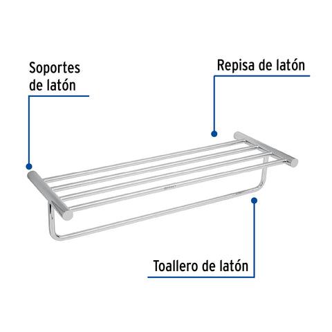 Repisa de latón portatoalla en acabado cromo, FOSET ELEMENT | ELA-78 | 49679