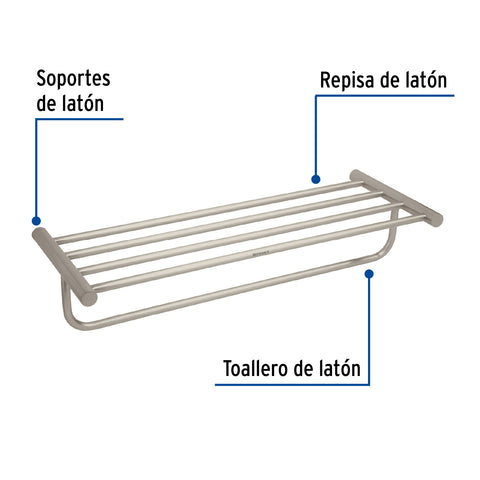 Repisa de latón portatoalla en acabado satín, FOSET ELEMENT | ELA-78N | 49680