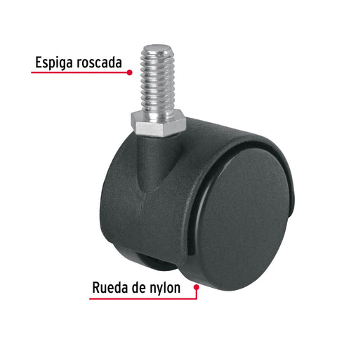 Rodaja tipo yoyo de 40 mm con espiga roscada, FIERO | ROY-40ER | 49696