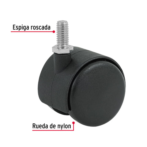 Rodaja tipo yoyo de 50 mm con espiga roscada, FIERO | ROY-50ER | 49697