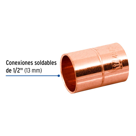 Cople de cobre 1/2', con ranura, FOSET | CC-261 | 49700