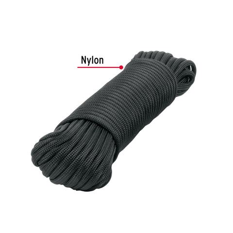 Piola de nylon paracord de 4mm x 15m negro, madeja, FIERO | PIO-415NN | 49703