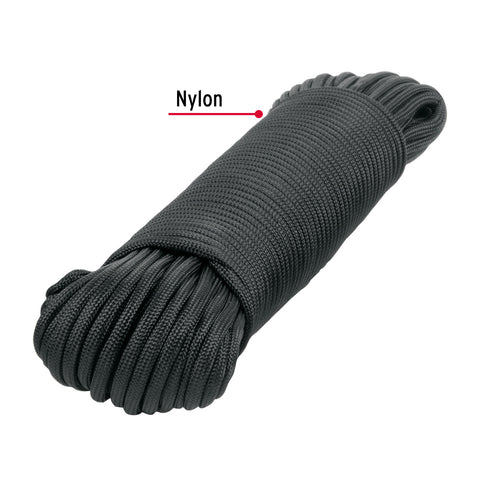 Piola de nylon paracord de 4mm x 30m negro, madeja, FIERO | PIO-430NN | 49704