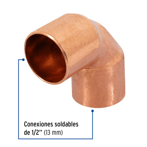 Codo 90° de cobre de 1/2', FOSET | CC-561 | 49714