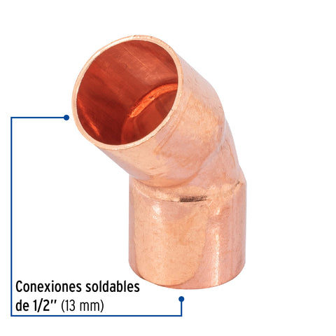 Codo 45° de cobre 1/2', FOSET | CC-861 | 49728