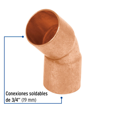 Codo 45° de cobre 3/4',FOSET | CC-862 | 49729