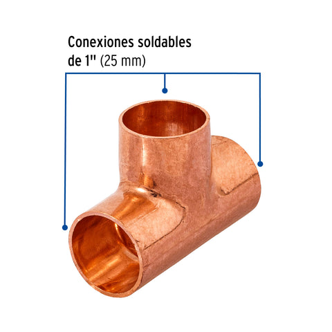 Tee sencilla de cobre 1', FOSET | CC-763 | 49737