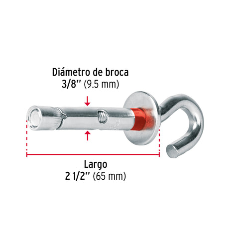 Caja con 50 taquetes expansivos 10x65 mm con armella abierta | TAE-10X60AG | 49746