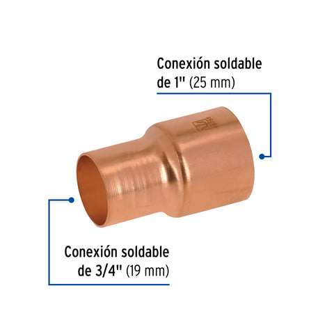 Reducción campana de cobre 1 x 3/4', FOSET | CC-293 | 49751