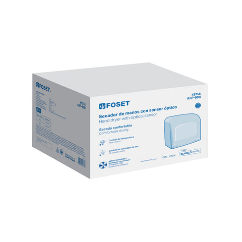 Secador de manos con sensor óptico, acero, blanco, FOSET | ABP-60B | 49755