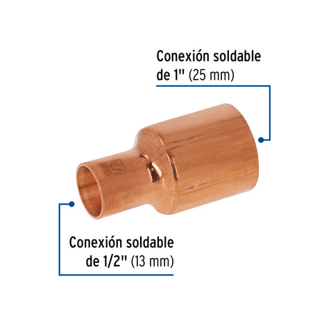 Reducción bushing de cobre, 1 x 1/2', FOSET | CC-232 | 49757