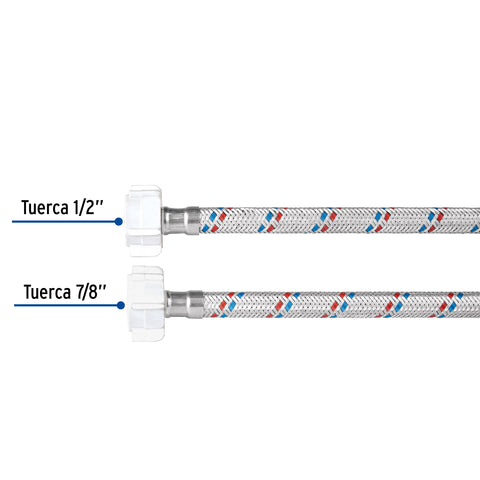 Manguera p/WC, aluminio, 1/2'x7/8', 35cm, plást/plást, BASIC | FWC-PP35P | 49768