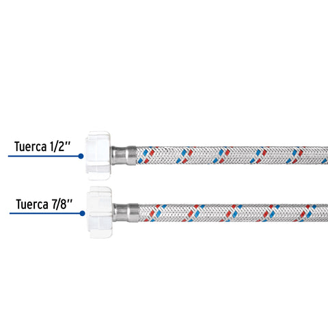Manguera p/WC, aluminio, 1/2'x7/8', 50cm, plást/plást, BASIC | FWC-PP50P | 49769