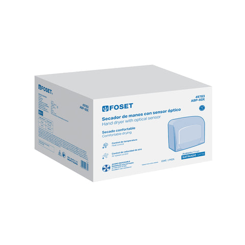 Secador de manos con sensor óptico, acero inoxidable, FOSET | ABP-60X | 49783