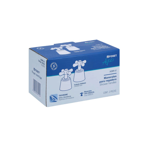 Juego de manerales de cruceta para regadera, cromo, AQUA | AQMR-61 | 49785