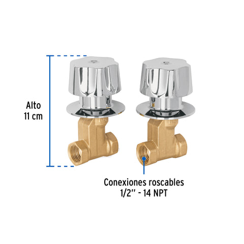 Juego llaves empotrar roscables, maneral metálico, BASIC | E-052B | 49800