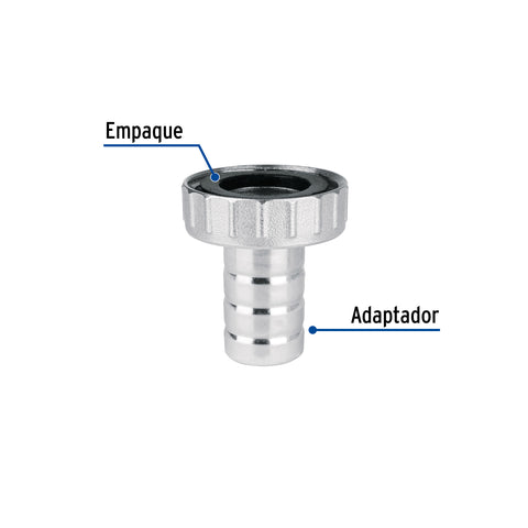 Adaptador de latón 1/2' para manguera, FOSET | ADJ-1/2L | 49825