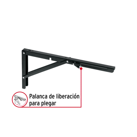 Ménsula plegable de acero negra 8' x 16', FIERO | MEP-16N | 49829