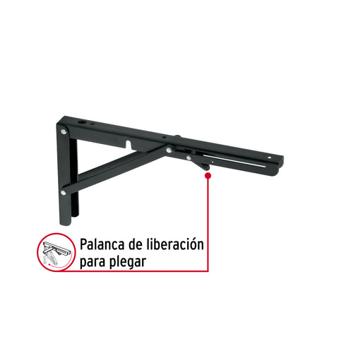 Ménsula plegable de acero negra 6' x 12', FIERO | MEP-12N | 49830