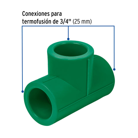 Tee sencilla de PPR 3/4', FOSET | CV-762 | 49833